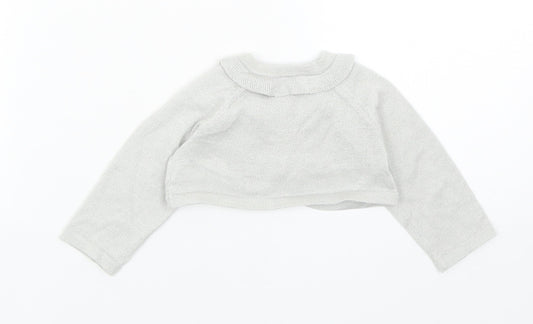 Monsoon Girls Grey Cotton Cardigan Jumper Size 0-3 Months Button