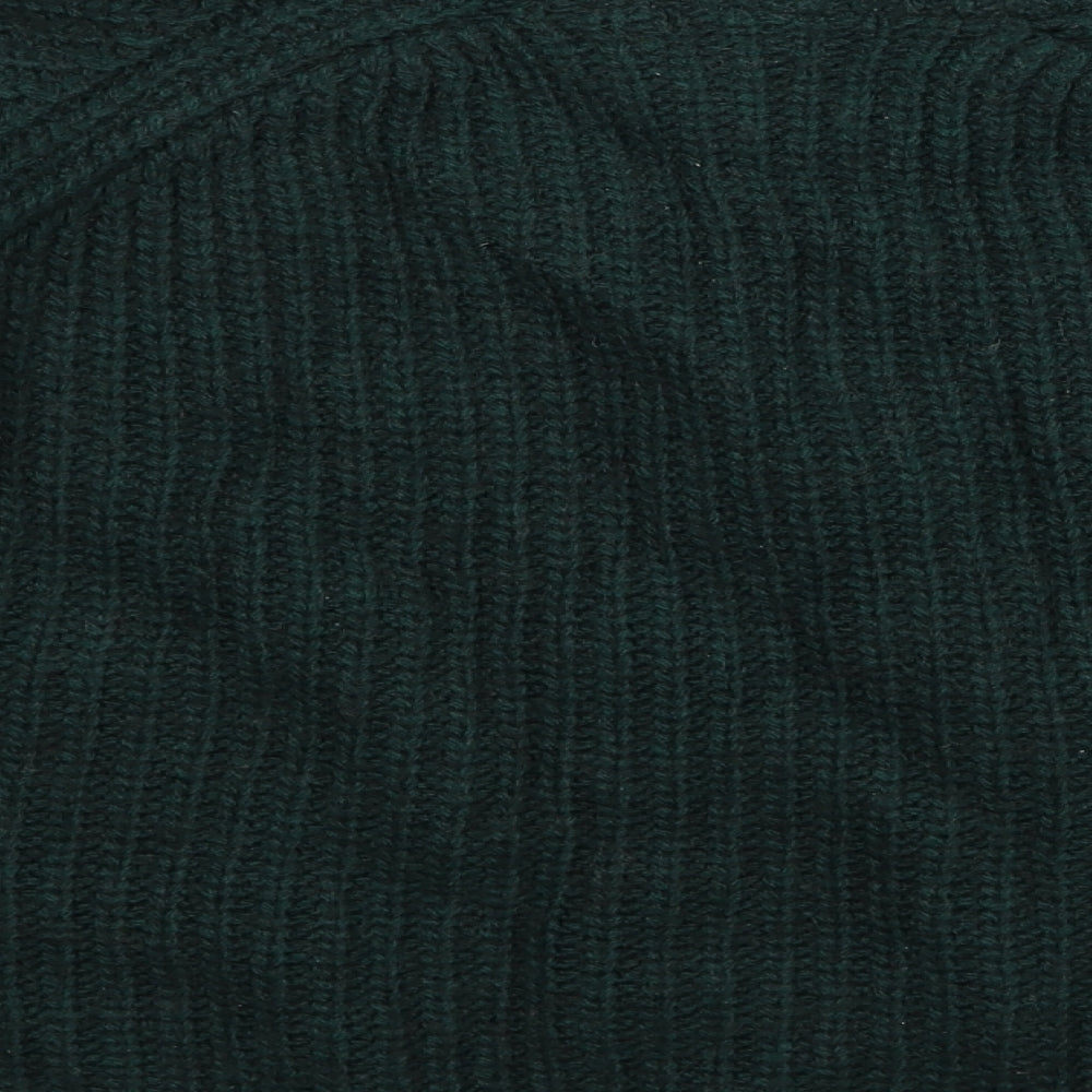 Marks and Spencer Womens Green Mock Neck Acrylic Pullover Jumper Size 14