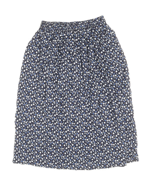 Preworn Womens Blue Floral Viscose A-Line Skirt Size M