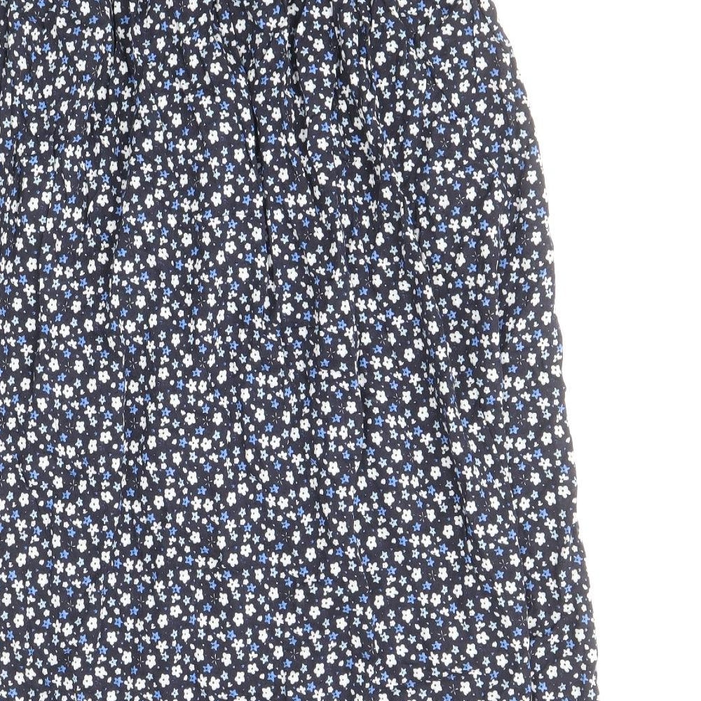 Preworn Womens Blue Floral Viscose A-Line Skirt Size M