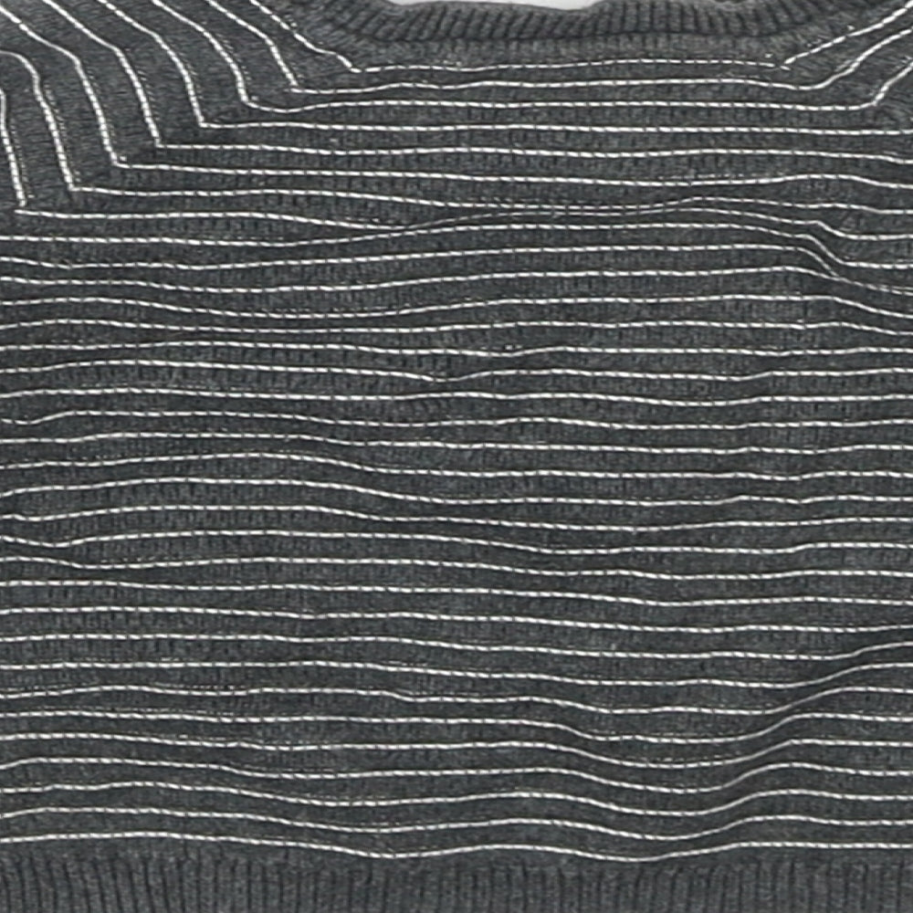 TU Baby Grey Striped Cotton Pullover Jumper Size 0-3 Months Button