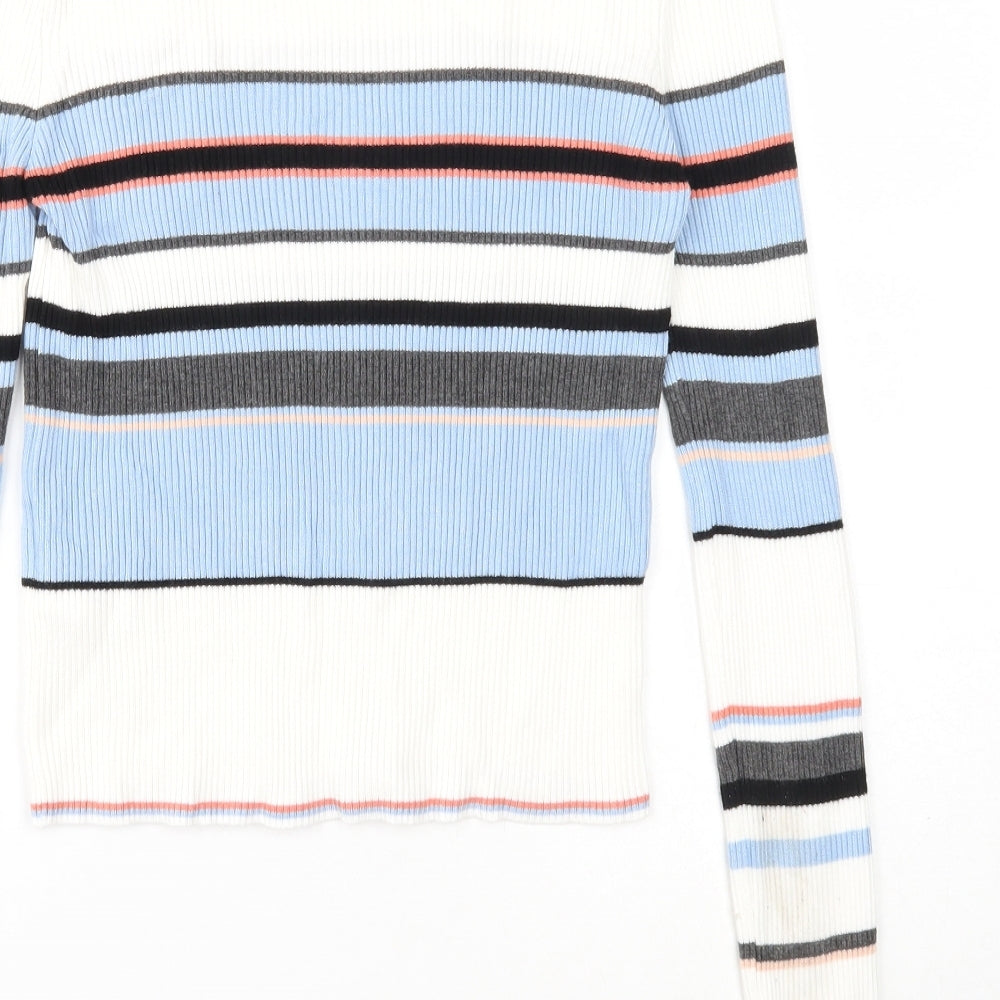 Marks and Spencer Womens Multicoloured Scoop Neck Striped Viscose Pullover Jumper Size 14