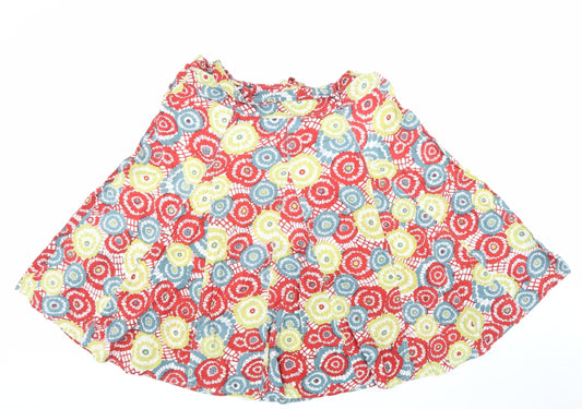 Stock Shop Womens Multicoloured Geometric Cotton A-Line Skirt Size 16 Button