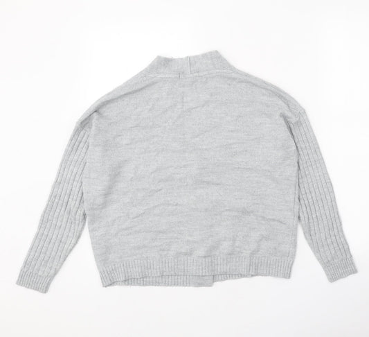 ASOS Womens Grey V-Neck Acrylic Cardigan Jumper Size 8