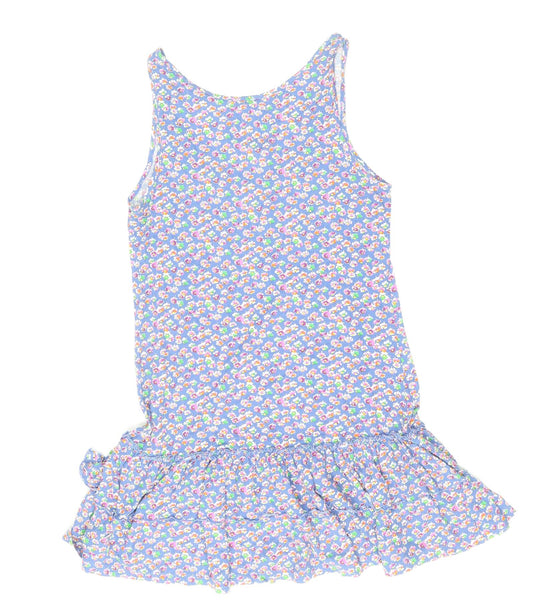 Jack Wills Womens Multicoloured Floral 100% Cotton Tank Dress Size 8 Scoop Neck Pullover