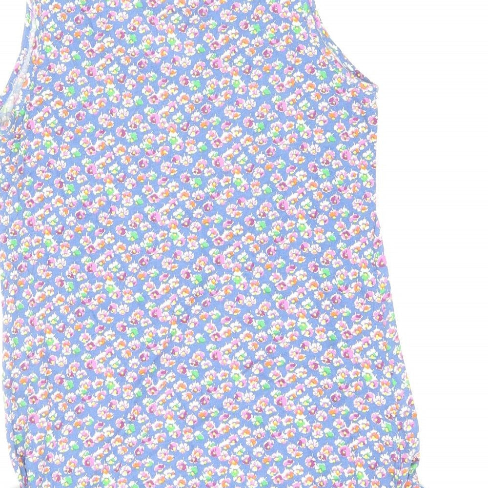 Jack Wills Womens Multicoloured Floral 100% Cotton Tank Dress Size 8 Scoop Neck Pullover