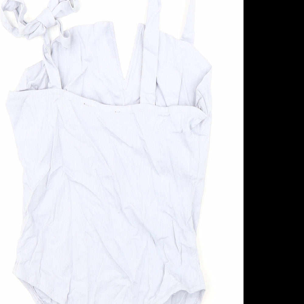 4SI3NNAI Womens Blue Viscose Blend Bodysuit One-Piece Size S Snap