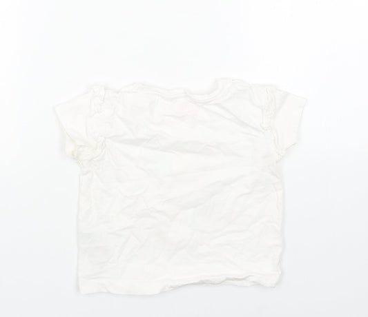 Primark Girls White Cotton Basic T-Shirt Size 2-3 Years Round Neck Pullover - You are Golden