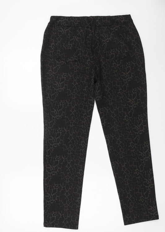 mudflowers Womens Brown Animal Print Viscose Trousers Size 14 L29 in Regular