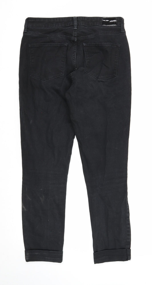 Preworn Womens Black Cotton Straight Jeans Size 29 in L31 in Regular Zip