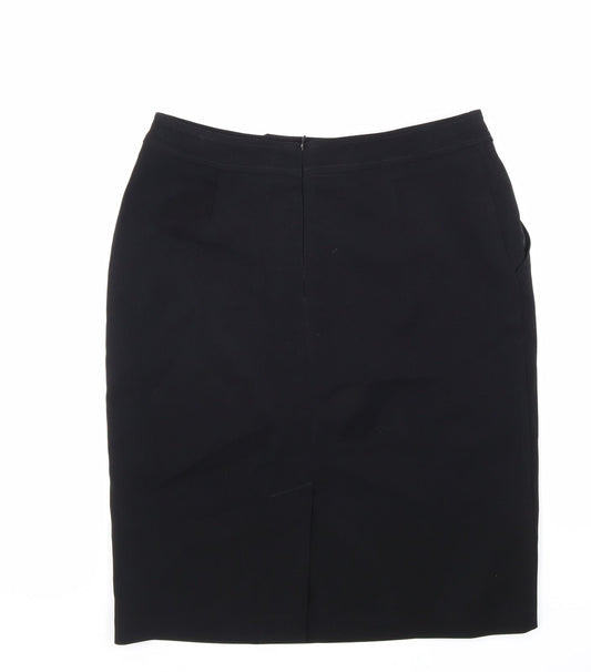 AMARANTO Womens Black Polyester Straight & Pencil Skirt Size 12 Zip