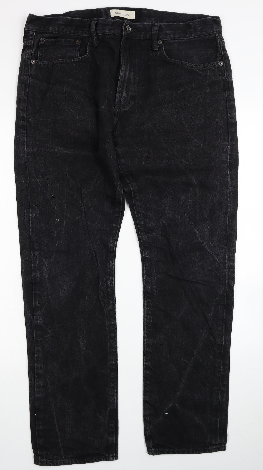 Gap Womens Black Cotton Straight Jeans Size 36 in L32 in Slim Zip