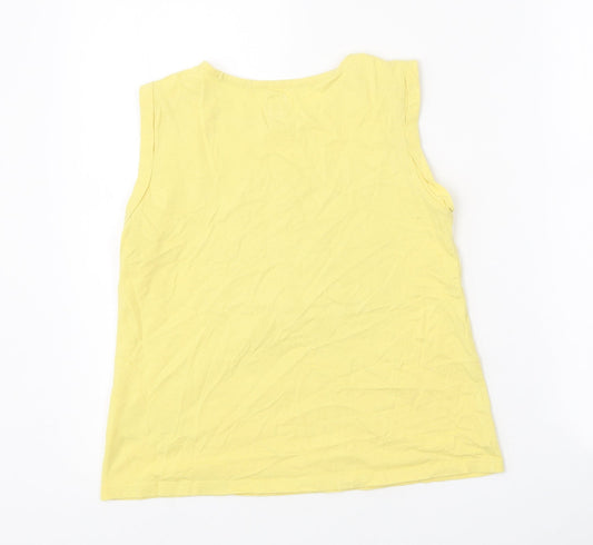 Gap Girls Yellow 100% Cotton Basic Tank Size 10-11 Years Round Neck Pullover - Butterfly