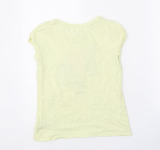 Gap Girls Yellow 100% Cotton Basic T-Shirt Size 12-13 Years Round Neck Pullover - Unicorn