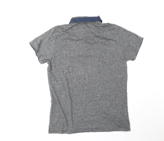 Authentic casual wear Mens Grey Cotton Polo Size L Collared Pullover