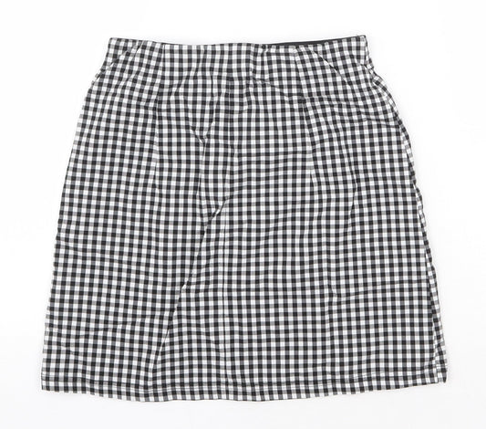 Topshop Womens Black Check Viscose Straight & Pencil Skirt Size 8