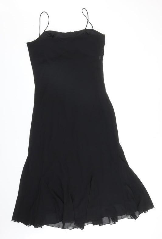 S.L. Fashions Womens Black Polyester Slip Dress Size 12 Square Neck Pullover