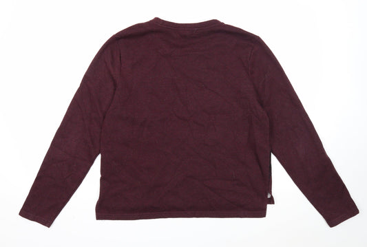 Amisu Womens Purple Round Neck Cotton Pullover Jumper Size XL