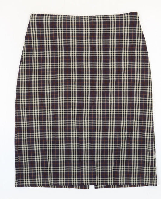 United Colours of Benetton Womens Multicoloured Plaid Viscose Straight & Pencil Skirt Size 12 Zip