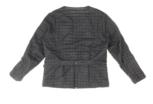 Incorporate Wear Womens Black Geometric Quilted Jacket Size L Zip
