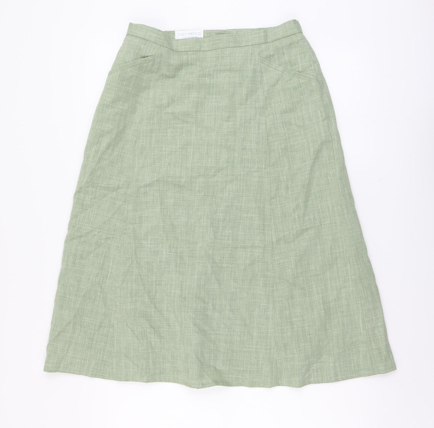 Cotswold Womens Green Cotton Straight & Pencil Skirt Size 12 Zip