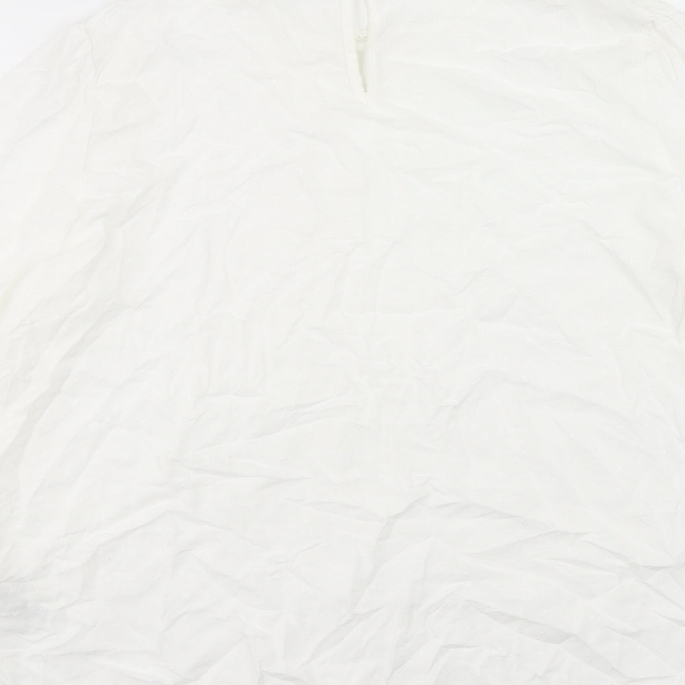 Marks and Spencer Womens White Viscose Basic Blouse Size 14 Scoop Neck