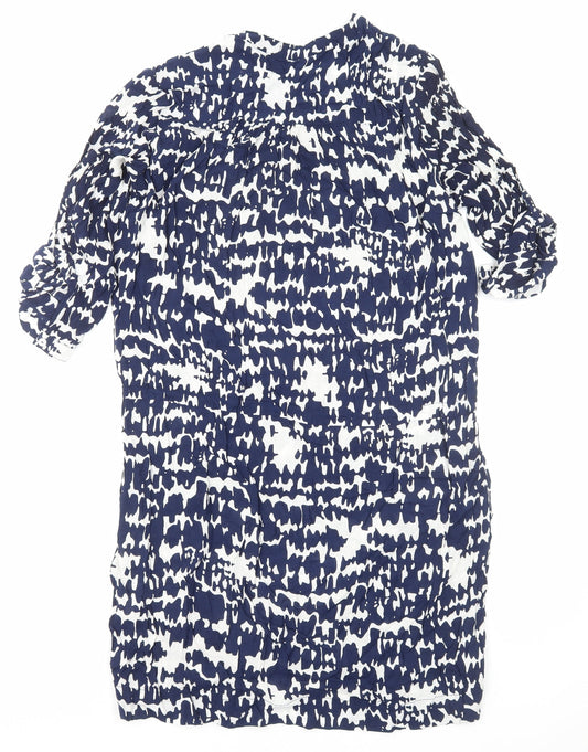 Aquariva Womens Blue Geometric Viscose Shift Size M V-Neck Pullover