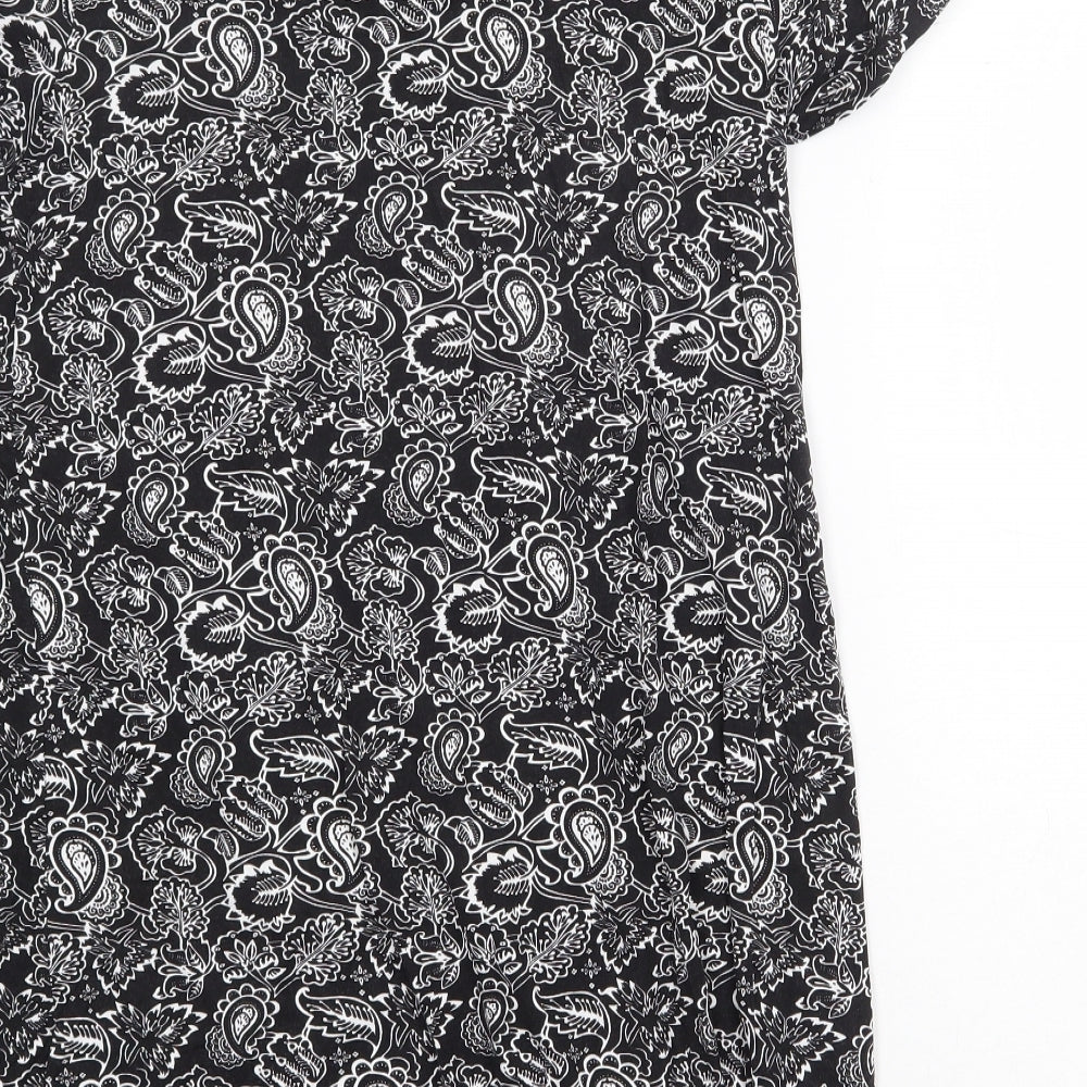 bonprix Womens Black Paisley Viscose Shift Size S Square Neck Pullover