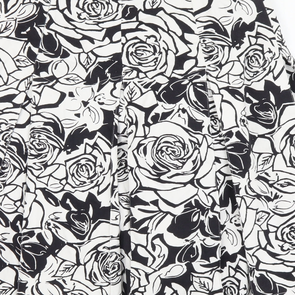 Concept Womens Black Floral Cotton Tulip Skirt Size 14 Zip