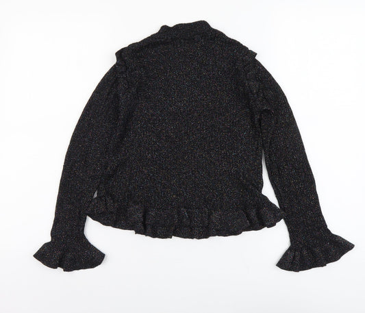 River Island Girls Black Crew Neck Viscose Pullover Jumper Size 9-10 Years Pullover