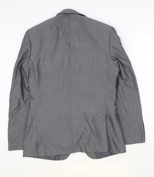 Red Herring Mens Grey Polyester Jacket Blazer Size 38 Regular