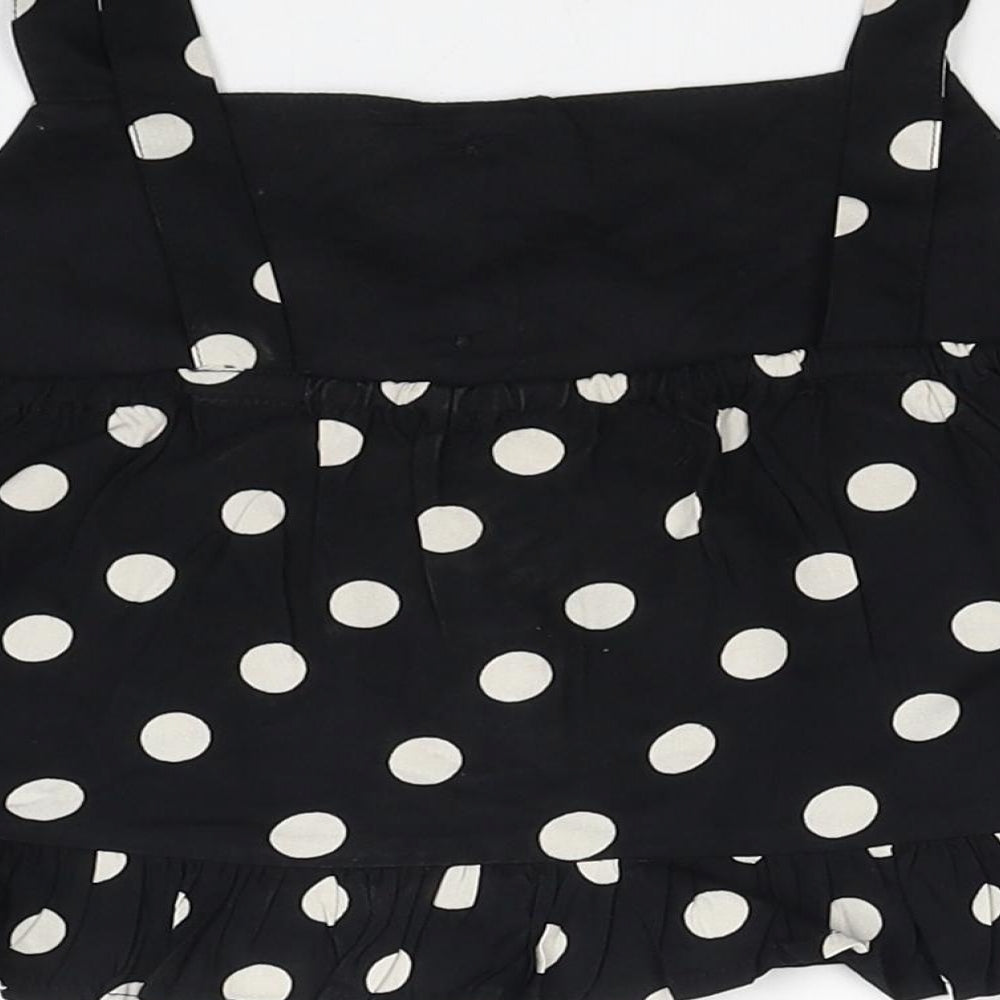 George Girls Black Polka Dot Viscose Basic Blouse Size 9-10 Years Sweetheart Pullover