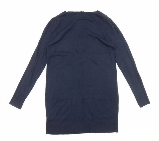 Dororthy Perkins Womens Blue Acrylic Jumper Dress Size 14 V-Neck Pullover