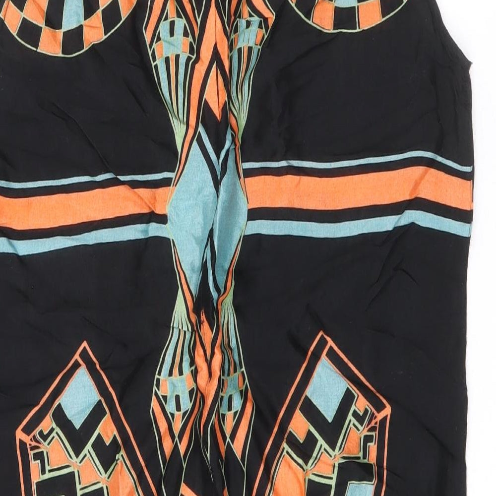 River Island Womens Multicoloured Geometric Viscose A-Line Size 12 Round Neck Zip