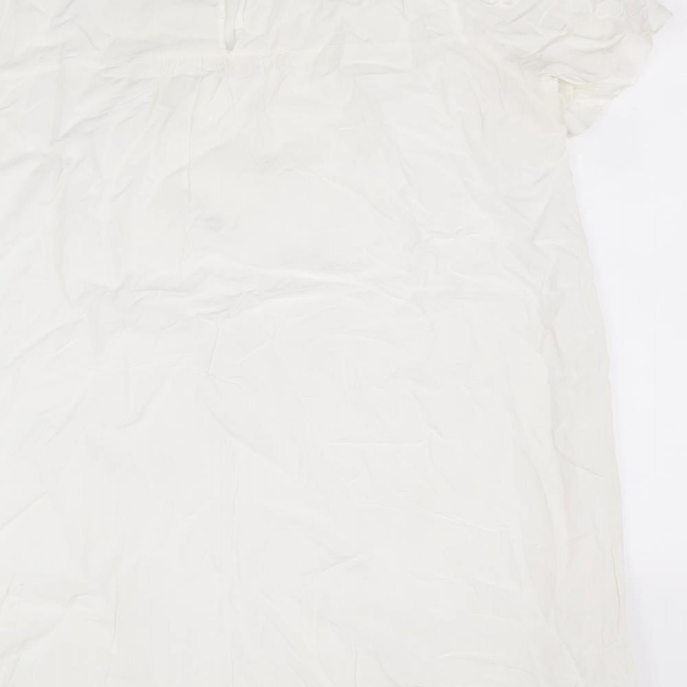 FOREVER 21 Womens Ivory Viscose T-Shirt Dress Size L Boat Neck Button