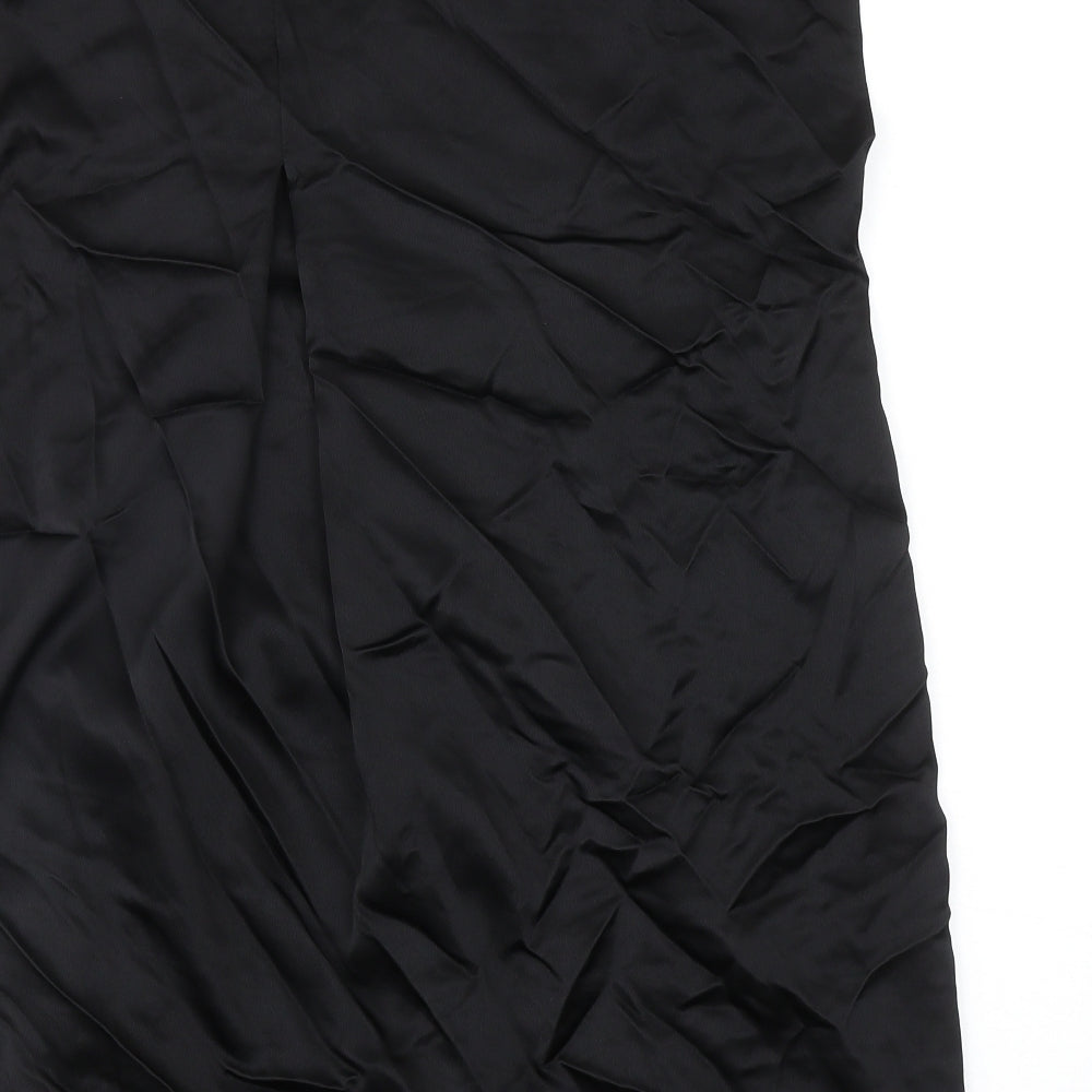 Zara Womens Black Viscose A-Line Size XS Off the Shoulder Zip - Shoulder Pads