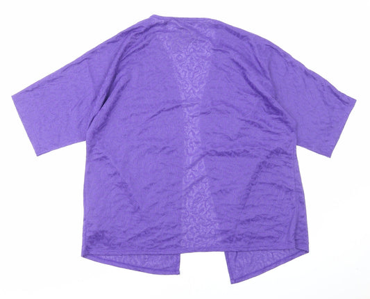 Anthology Womens Purple V-Neck Geometric Polyester Shrug Jumper Size 12