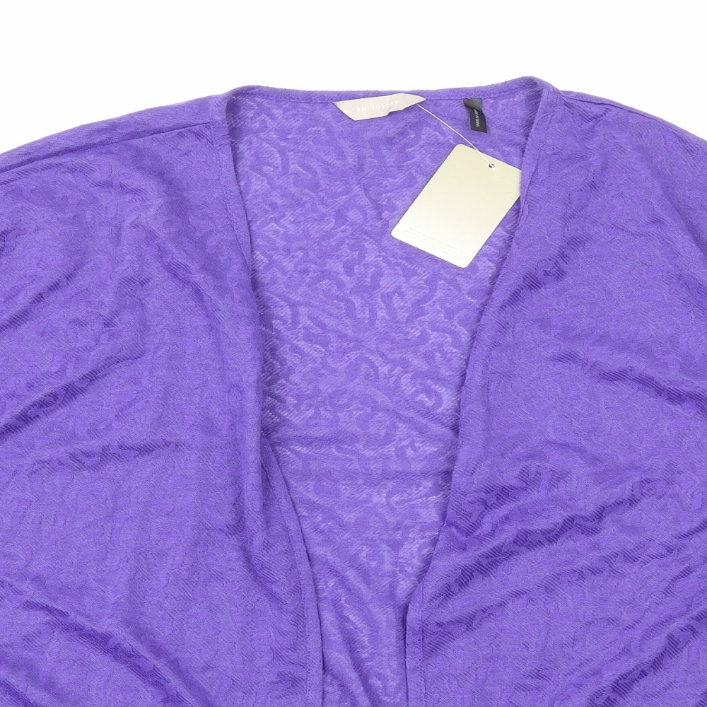 Anthology Womens Purple V-Neck Geometric Polyester Shrug Jumper Size 12