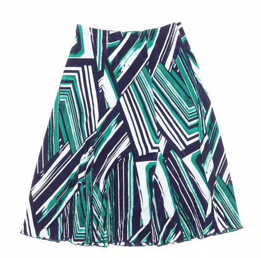 Slimma Womens Green Geometric Polyester Swing Skirt Size S