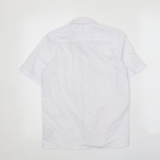 Marks and Spencer Boys White Polyester Basic Button-Up Size 10-11 Years Collared Button