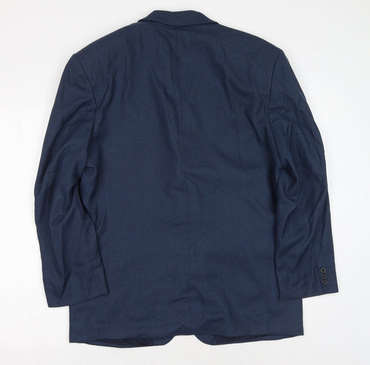 Preworn Mens Blue Polyester Jacket Blazer Size 42 Regular