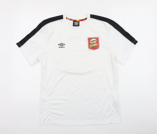 Umbro Mens Silver Polyester Basic T-Shirt Size S Round Neck Pullover