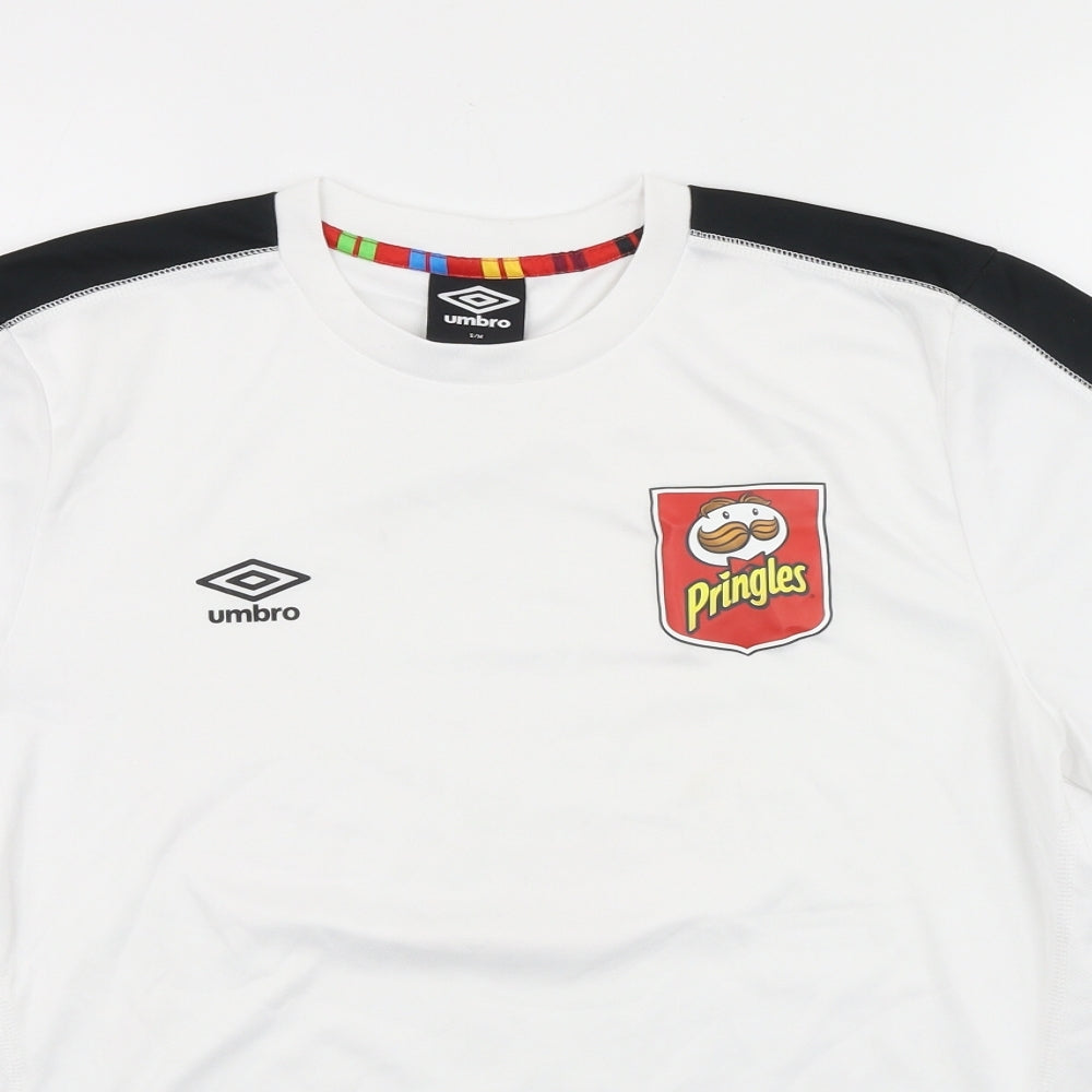 Umbro Mens Silver Polyester Basic T-Shirt Size S Round Neck Pullover