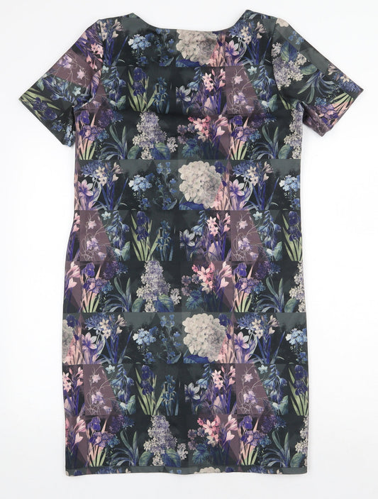 NEXT Womens Multicoloured Floral Polyester Shift Size 14 Boat Neck Pullover