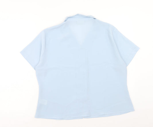 Anna Morelle Womens Blue Polyester Basic Button-Up Size 18 Collared