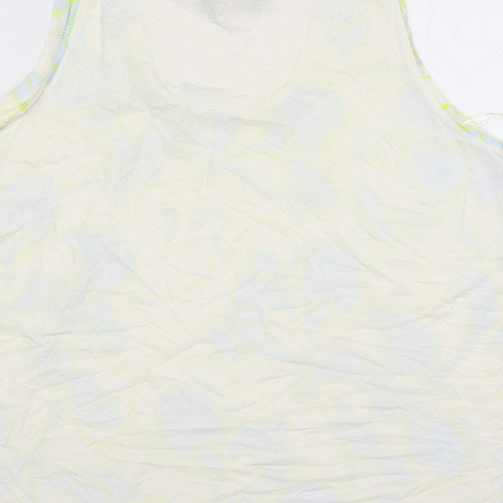 Marks and Spencer Womens White Geometric Polyester Basic Tank Size 18 Scoop Neck
