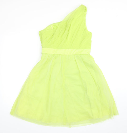 Manoukian Womens Green Polyester Ball Gown Size 10 One Shoulder Zip