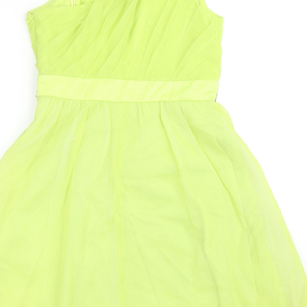 Manoukian Womens Green Polyester Ball Gown Size 10 One Shoulder Zip