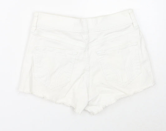 Hollister Womens White Cotton Cut-Off Shorts Size 24 in Regular Zip