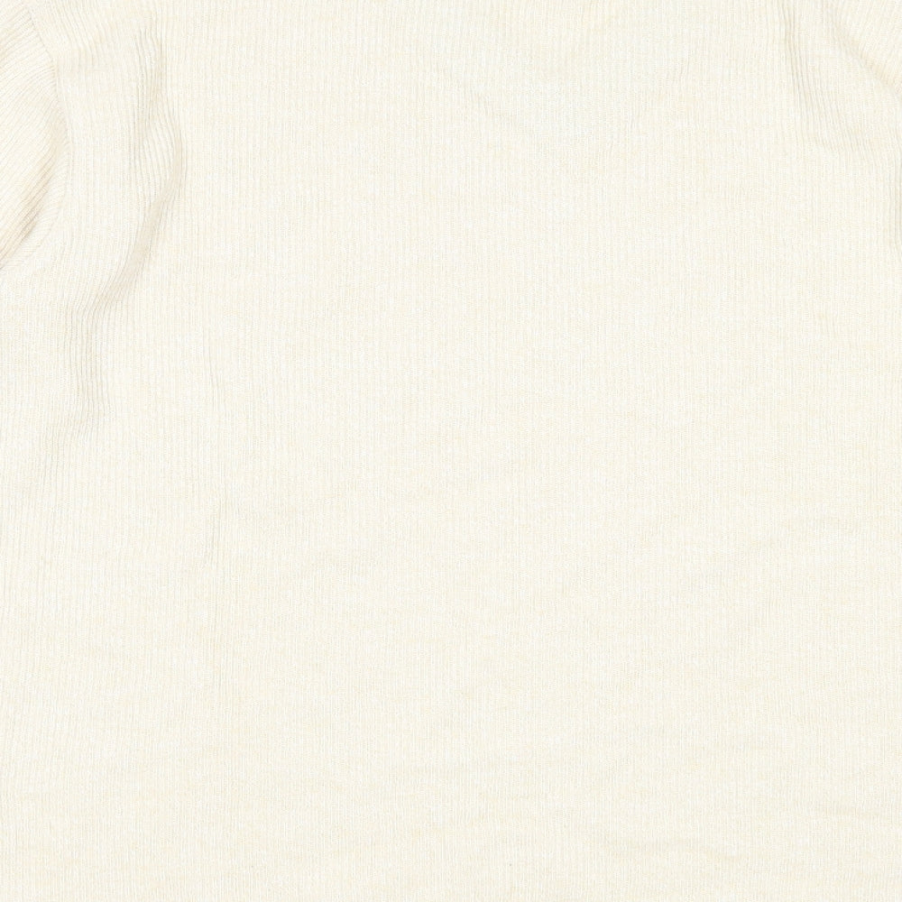Yessica Womens Beige V-Neck Cotton Pullover Jumper Size L